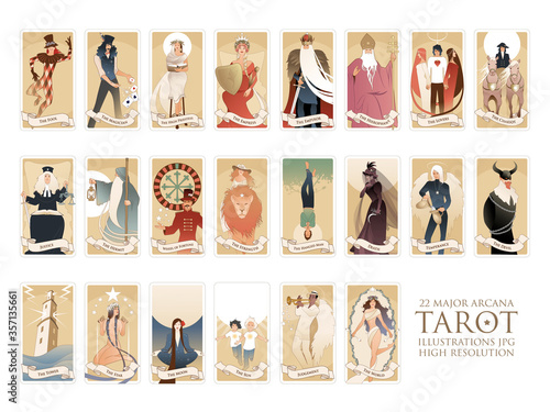 Fotografía 22 Major arcana of the tarot in full, isolated on white background