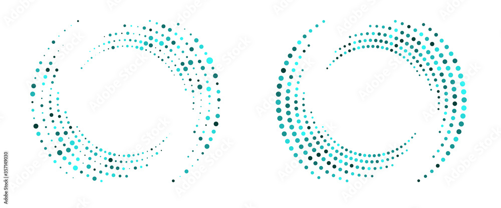 Modern abstract background. Halftone dots in circle form. Round logo. Vector dotted frame. Design element or icon. - obrazy, fototapety, plakaty 