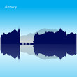 Vector silhouette skyline of Annecy - France
