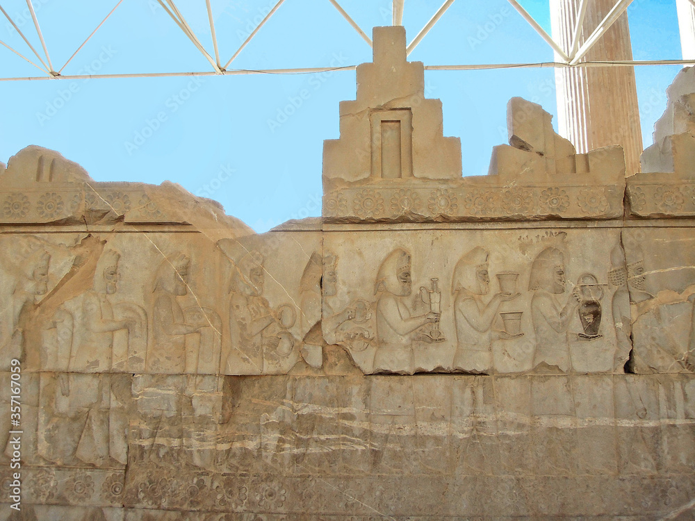 Bas-relief from Apadana palace in Persepolis, ancient capital of Persia ...