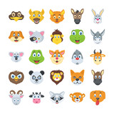 Fototapeta Pokój dzieciecy - Flat Vector Icons Set of Wildlife Animals