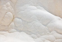 Details Of White Carbonate Mineral Rocks Made By Water Flow At Pamukkale Near Archelological Site Hierapolis, Denizli, Turkey