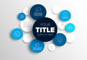Multipurpose infographic made from blue content circles