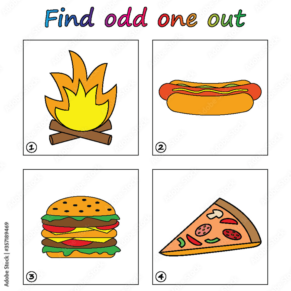 Find One Find odd one out - game for kids. Worksheet. Visual Educational puzzle ...