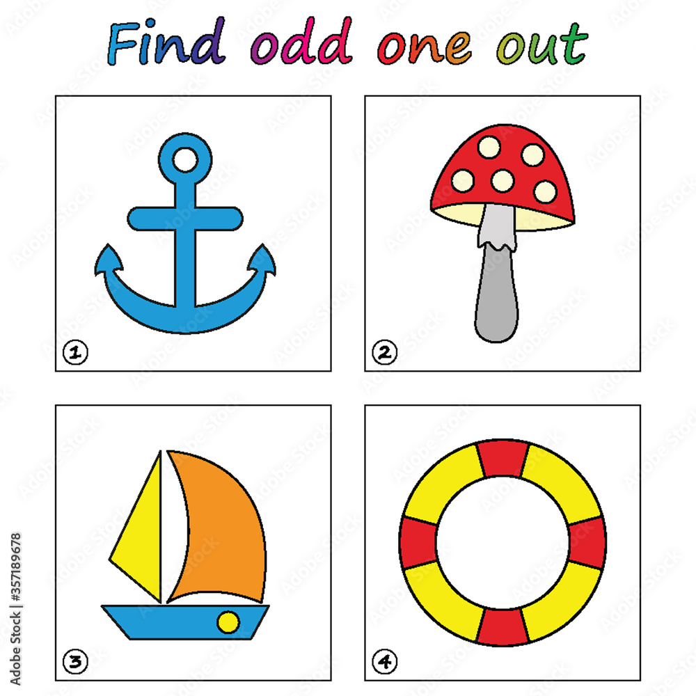 Find One Find odd one out - game for kids. Worksheet. Visual Educational puzzle ...