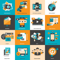 Wall Mural - Business and technology icon set for websites and mobile applications. Flat vector illustration