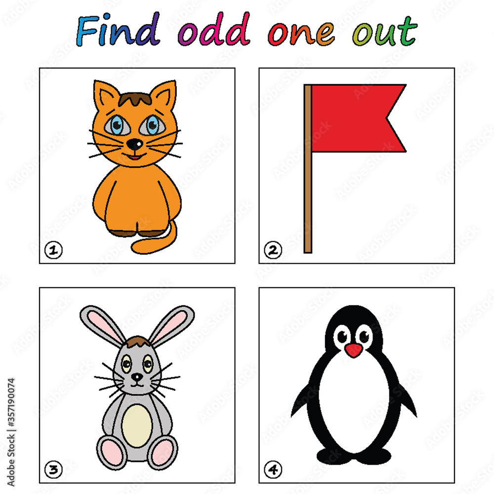 Find One Find odd one out - game for kids. Worksheet. Visual Educational puzzle ...
