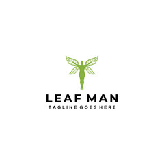 Canvas Print - Creative modern man with wing leaves vector logo design template