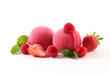 Wall Mural - berry fruit ice cream with raspberry and strawberry