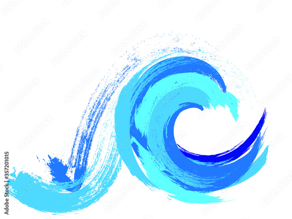 Grunge Wave Logo Element. Surfing Icon . Brush Stroke . Vector Illustration.  - obrazy, fototapety, plakaty 