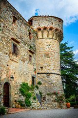 Poster - Gaiole in Chianti: View of the beautiful and ancient Meleto Castle in the heart of Chianti. Tuscany, Italy