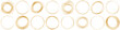 set of gold round banners frames on white background