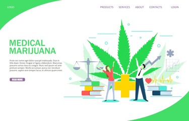 Wall Mural - medical marijuana landing page website vector template
