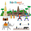 Travel to Thailand. Amazing in northeast. Vector illustration