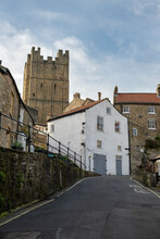 Richmond Castle, North Yorkshire, With Houses In The Foreground.