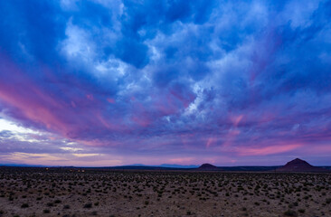 dramatic desert sunset in mojave california