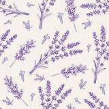 Vintage seamless pattern with lavender flowers.