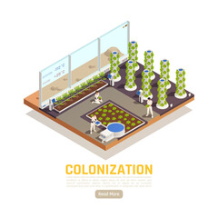 Poster - Colonization Garden Isometric Background