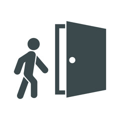 
Vector graphics .
Icon of a person coming in the door.