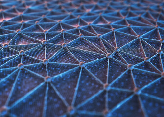 Wall Mural - artificial intelligence, connections and nucleus in concept of interconnected neurons. abstract back
