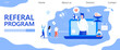 © passionart - Referal program vector. Refer a friend illustration of appeal concept, man loudly shout on megaphone with refer a friend word, it can use for landing page, template, ui, web, mobile apps.