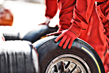 Mechanic working at pit stop