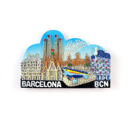 Wall Mural - Souvenir magnet from Barcelona (Spain) isolated on white background