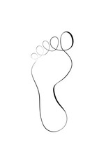 One Line Drawing Human Bare Foot In Sketch Art Style