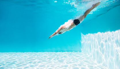 Man diving into swimming pool