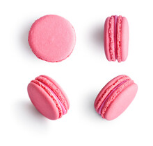Set of pink french macarons