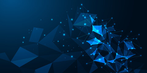 Futuristic science and technology glowing low polygonal abstract banner