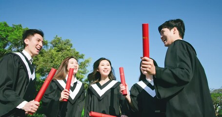 Wall Mural - group happy graduates students