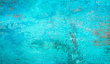 Cracked Painted Blue Teal Background With Texture And Grunge Finish