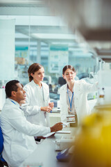 Scientists working in laboratory