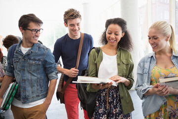 Wall Mural - University students discussing with each other