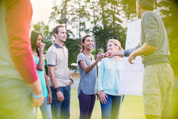 Wall Mural - Group around flipchart in field