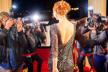 Celebrity Leaving Being Photographed By Paparazzi Photographers At Red Carpet Event