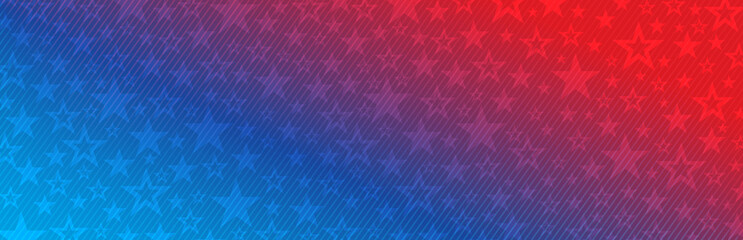 Web banner with elements of the American national flag, many stars. Decorative USA banner suitable for background, headers, posters, cards, website. Vector illustration