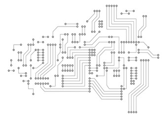 Wall Mural - futuristic circuit board on white background. digital technology concept.