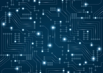 Wall Mural - abstract futuristic circuit board on dark blue background. digital technology concept.