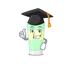 Poster - Happy proud of cleansing foam caricature design with hat for graduation ceremony