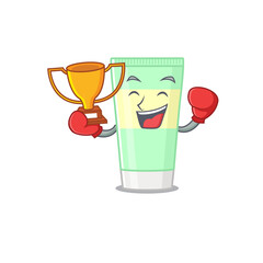 Sticker - An elegant boxing winner of cleansing foam caricature design concept