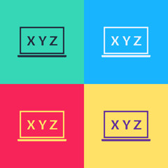 Pop art XYZ Coordinate system on chalkboard icon isolated on color background. XYZ axis for graph statistics display. Vector.