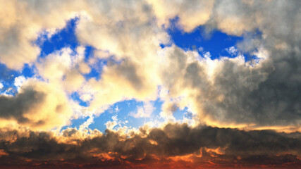 Wall Mural - White clouds in blue sky 3d rendering