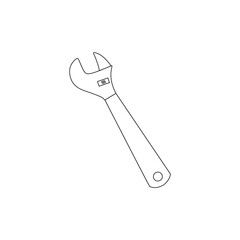 Wall Mural - Automotive tools isolated on a white background. Vector outline of the illustration. Doodle adjustable wrench. Car repair. Design element for a logo, business card, or booklet.