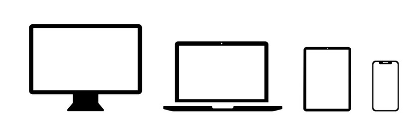 Wall Mural - device icon. black vector isolated set of devices. black device collection of icons. technology mult