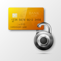 Credit card safe combination lock. Protection credit card. Safety badge banking. Defense finans. Security Plastic card software. Debit card electromagnetic chip Privacy Electronic money funds transfer