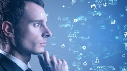 Aufkleber - Business and technology concept. Communication network. GUI (Graphical User Interface).