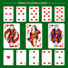 French Playing Cards Suit Hearts