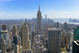 Fototapeta Miasto - Aerial top view of New York City skyline from above, urban skyscrapers, Manhattan cityscape 
